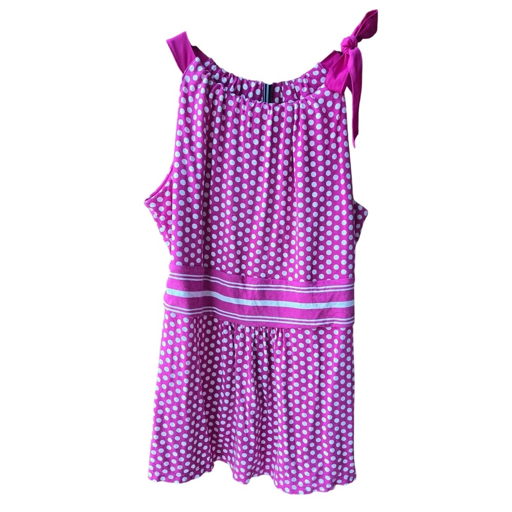 Ann Taylor Women's Halter Tank Top Fitted Pink Polka Dot Elevated Work Shirt M